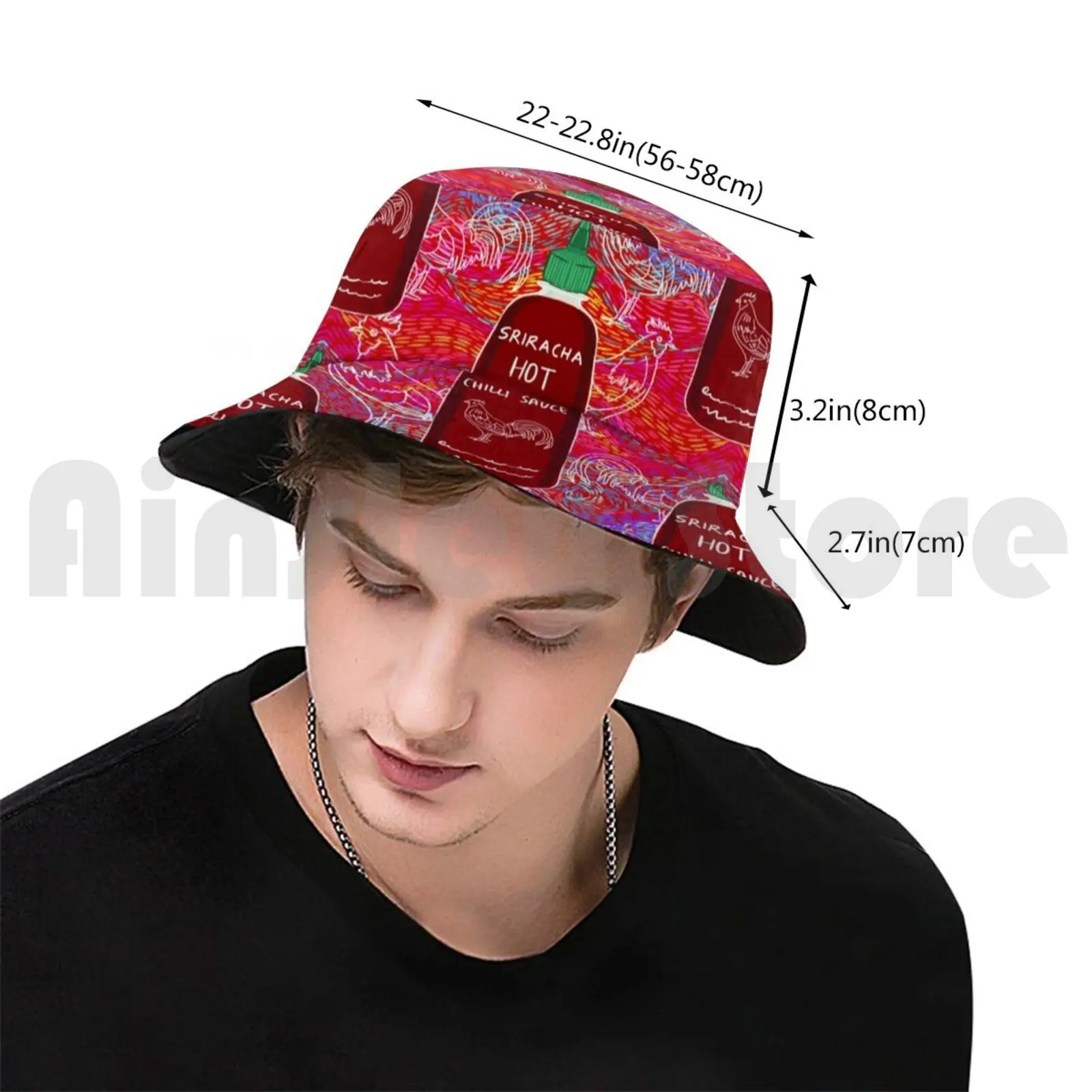 Sriracha Sun Hat Foldable UV Protection Sriracha Patterndesign Fastfood Retro Colorful