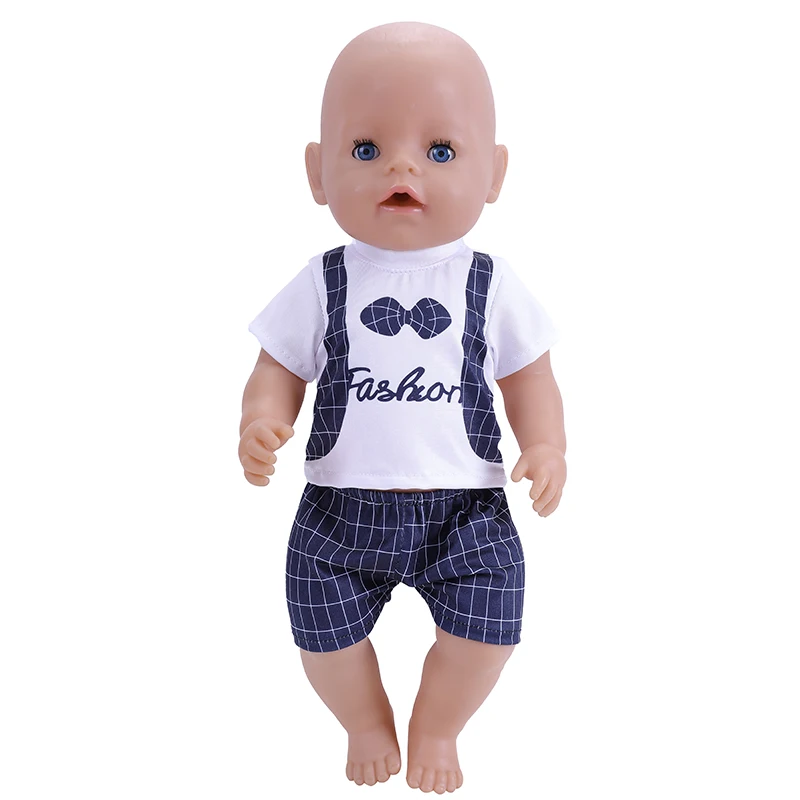 18 Inch Doll Clothes Costume Fashion Baby Born Gentleman Suit Doll Clothes 43 cm T-shirt Pants Baby Girl Birthday Christmas Gift