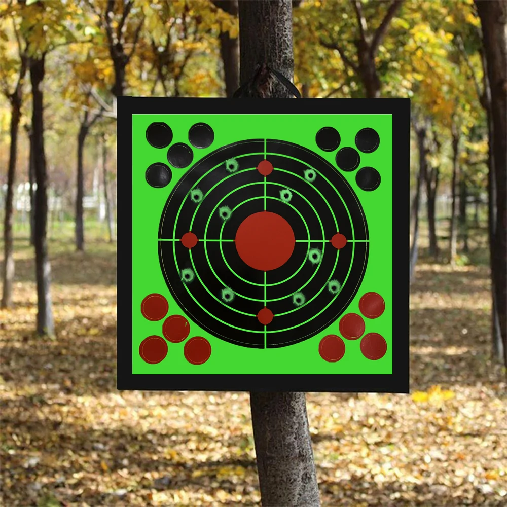 10PCS 8inch Stick& Splatter Self Adhesive Shooting Targets Shots Burst Bright Fluorescent Green Upon Shooting Practice