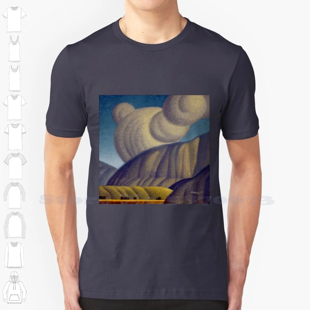 100% Cotton T-Shirt Square Mountain Clouds Hills Soft Layers Rob Colvin Rolling Landscape