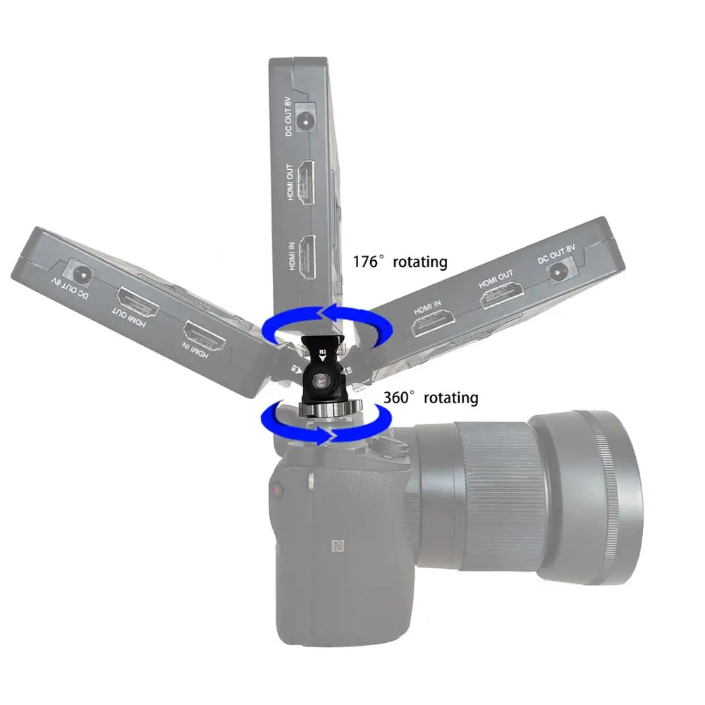 Monitor Cold Mount Mount Bracket สำหรับกล้อง DSLR กล้องจอภาพไมโครโฟน176 ° Top หมุน360 ° ฐานหมุน joint