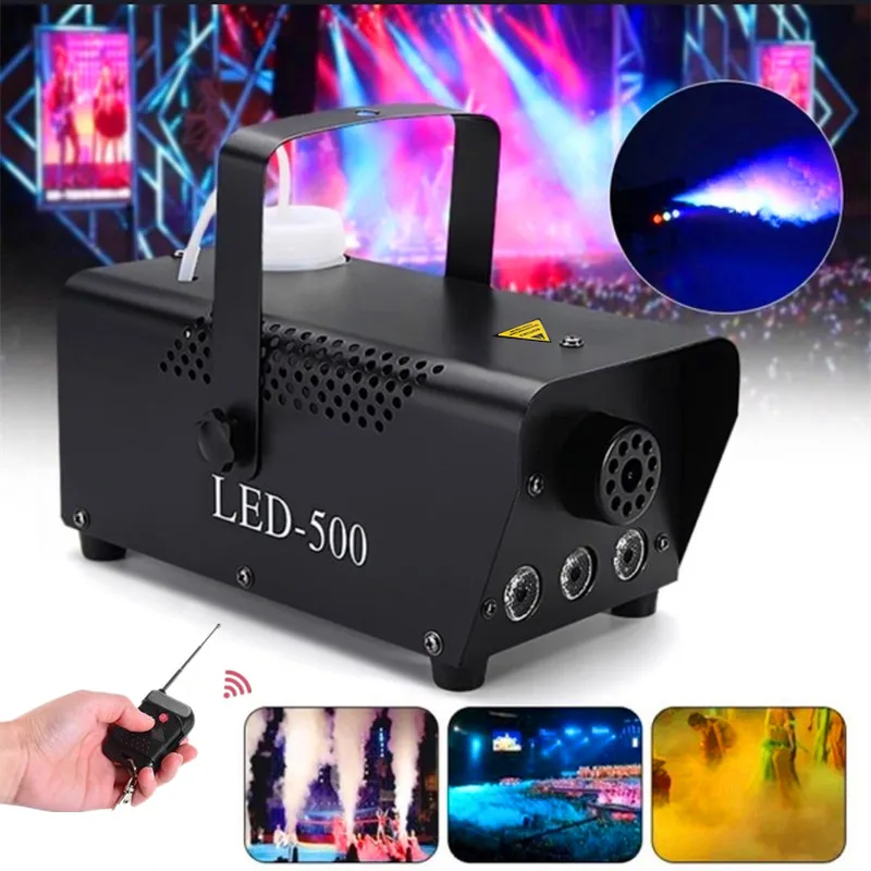 Fog Machine With RGB LED Lights, DJ Smoke Machine with Wireless and Wired Remote Control for Stage Effects, Fogger Ejector