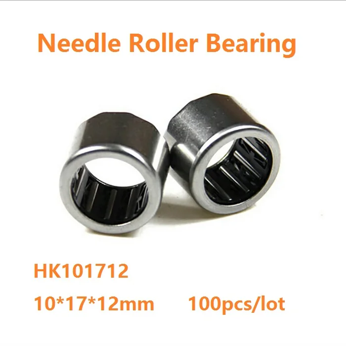 100pcs/lot HK101712 High quality 10×17×12 mm Drawn Cup Type Needle Roller Bearing 10*17*12 mm