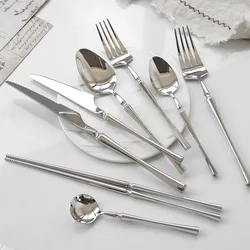 Dinnerware Dropshipping Dining Table Fork Spoon Knife Chopsticks Silverware Utensils Tableware Stainless Steel Cutlery Flatware