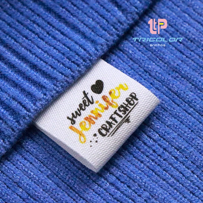 Handmade Ruban Couture Custom Clothing Label Organic Cotton Webbing Label Logo or Text Sewing Label Etiquetas Personalizada