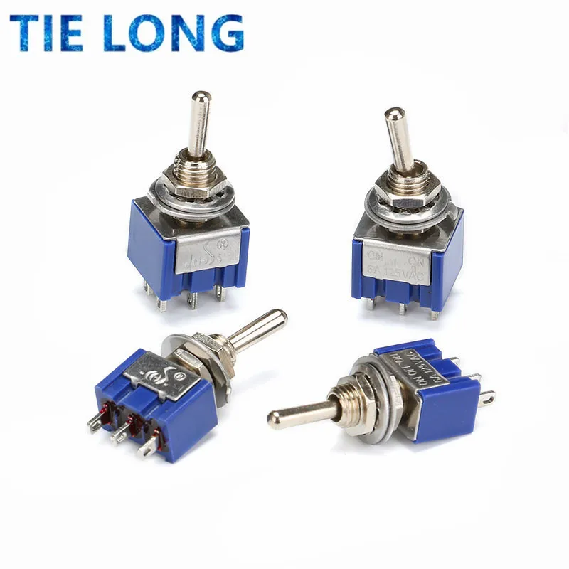 5PCS MTS-102 MTS-103 MTS-202 MTS-203 6A 125V Mini 3/6PIN ON-OFF/ON-OFF-ON Toggle Switches For Switching Lights Motors