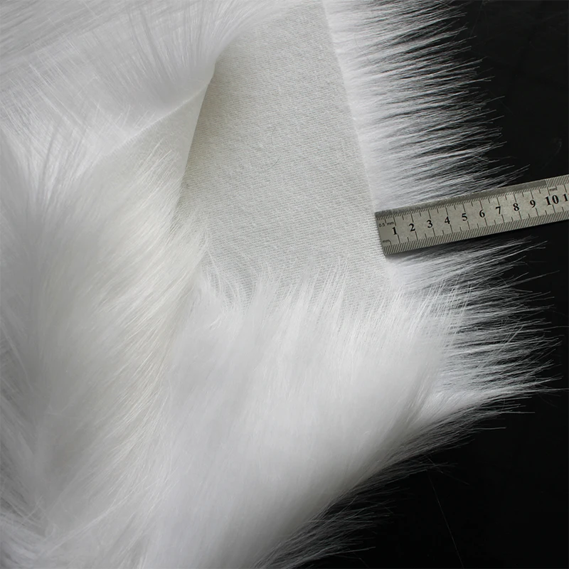 Pure White Rabbit Soft Plush Faux Fur Fabric, Sewing Material, DIY Home Decoration, Chair Blanket, Good, 9cm, 150x50cm, 1Pc