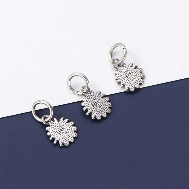 925 Sterling Silver Romantic Smile Sunflower Circle Charms Small Fancy Women Decoration Silver Pendant Widget DIY Jewelry Making