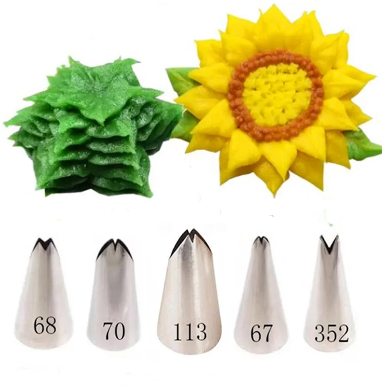 1pc/5Pcs Leaves Nozzles Stainless Steel Icing Piping Leaf Nozzle Tip Pastry Tips For Fondant Cake Baking Tools #67#68#70#352#113