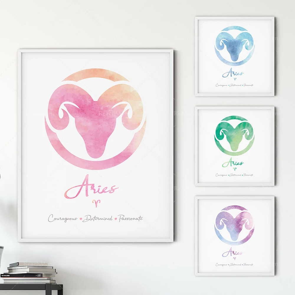 Aries Wall Art, Printable Aries Gift, Astrology Print, Nursery Art, Zodiac Sign Print, Aries Symbol Art