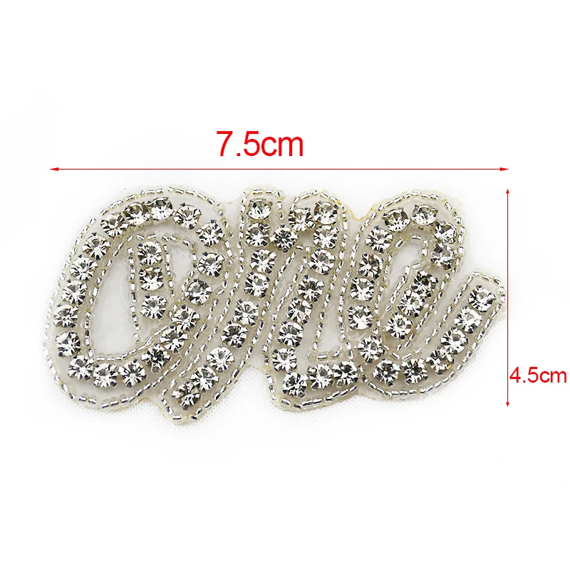 Rhinestone and Beaded Letter Patches for Clothes, Lovely One Applique, WRA-800