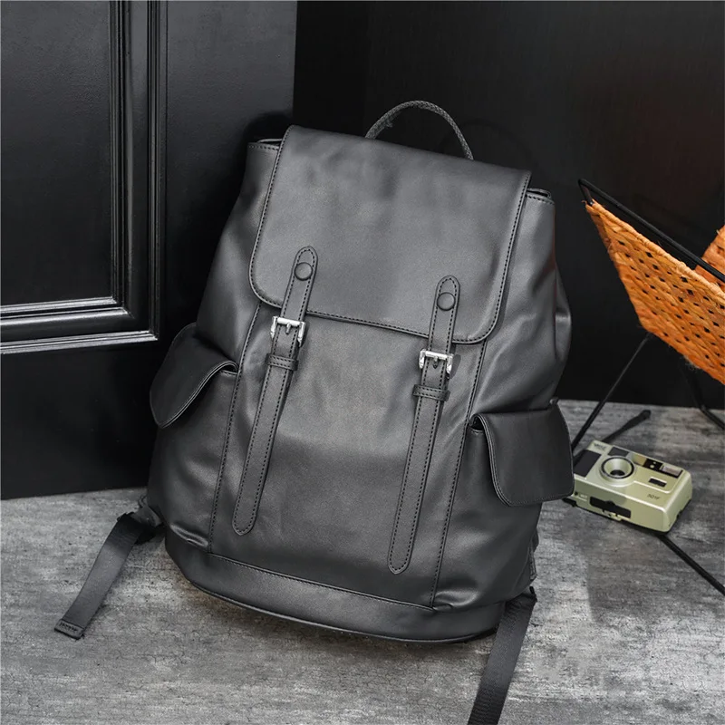 Antitheft Men\'s Backpack PU Leather Travel Laptop Bags Fashion Backpacks Men Large Capacity School Bookbag Male Shoulder Bag