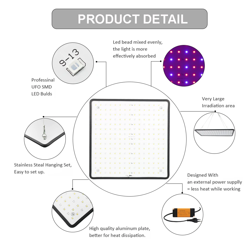 led horticole chambre de Culture  Lampe de croissance de plantes, 1000W, LED, spectre complet, Culture/serre intérieure de légumes, graines