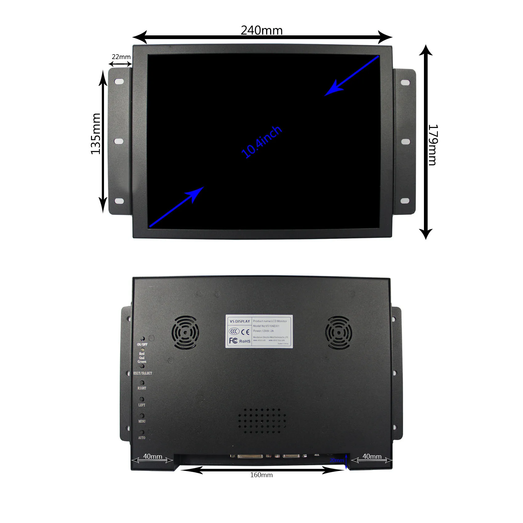 

10.4inch Touchscreen Monitor Metal Shell for Indurstrial Display