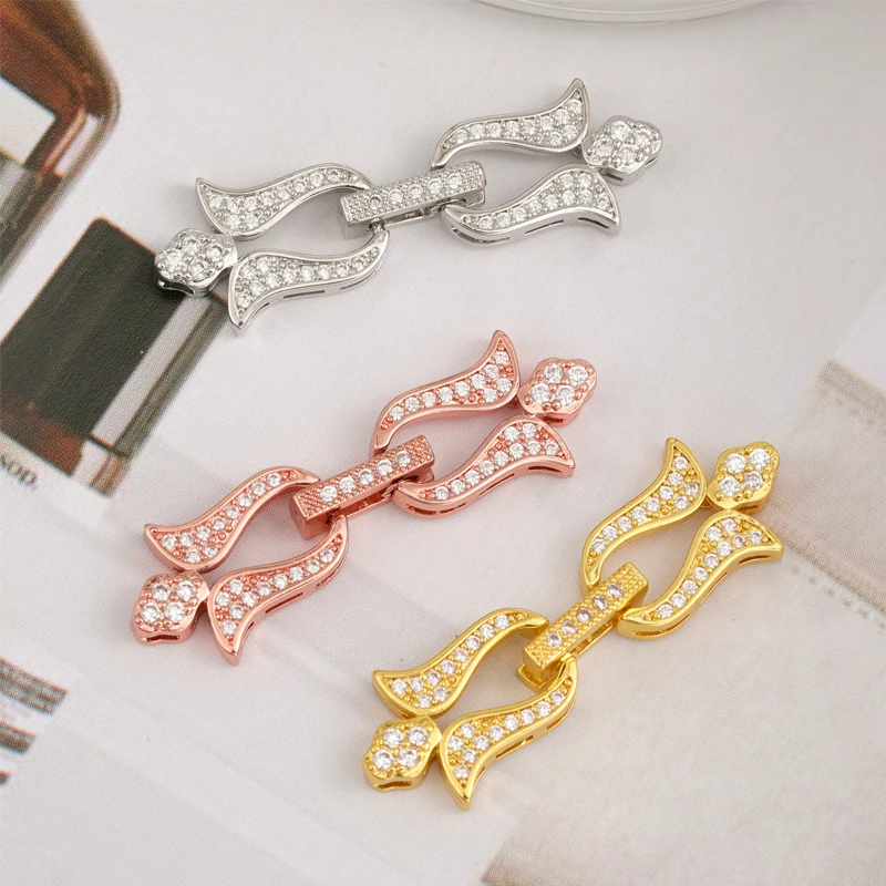 

JUYA 5 Pcs\lot Fastener Clasps Hooks For Jewelry Making Cubic Zirconia Mosaic Charm Connectors DIY Handmade Jewelry Accessories