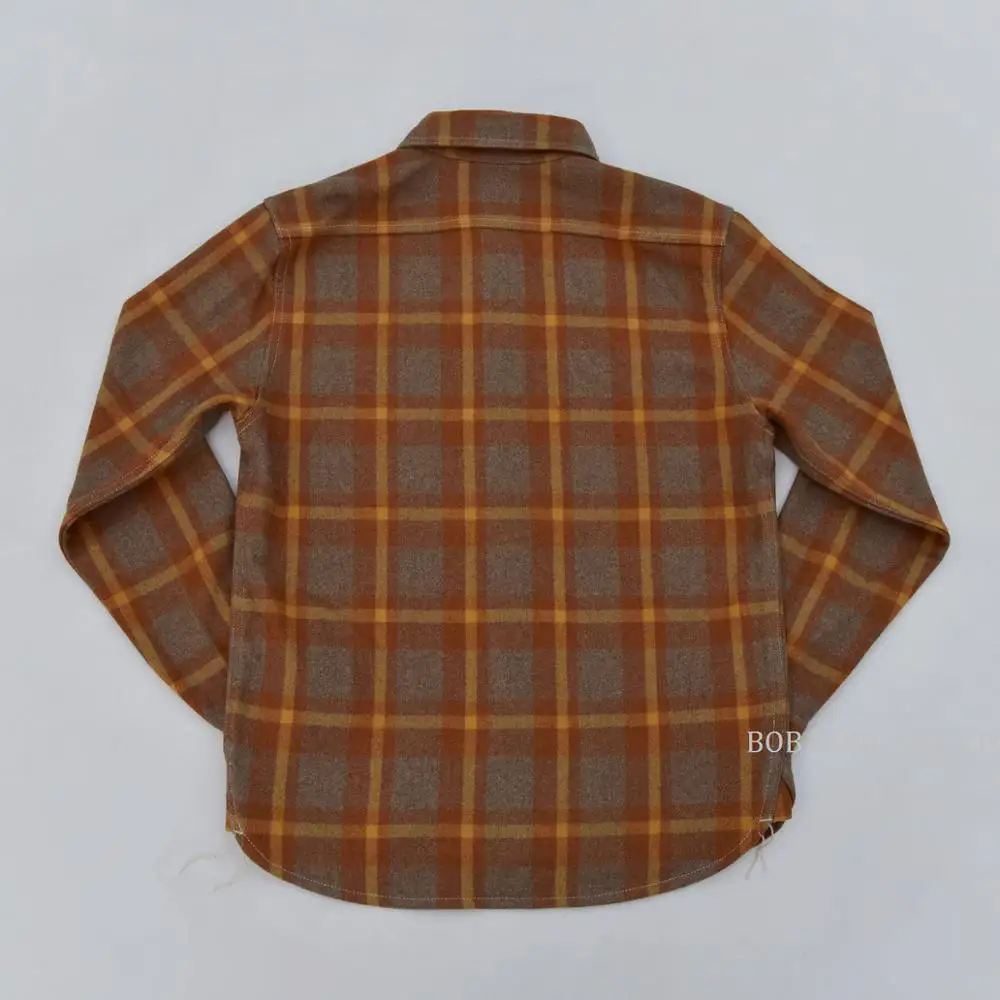 BOB DONG Wool Plaid Shirts Winter Casual Warm Button Front Long Sleeve Shirts