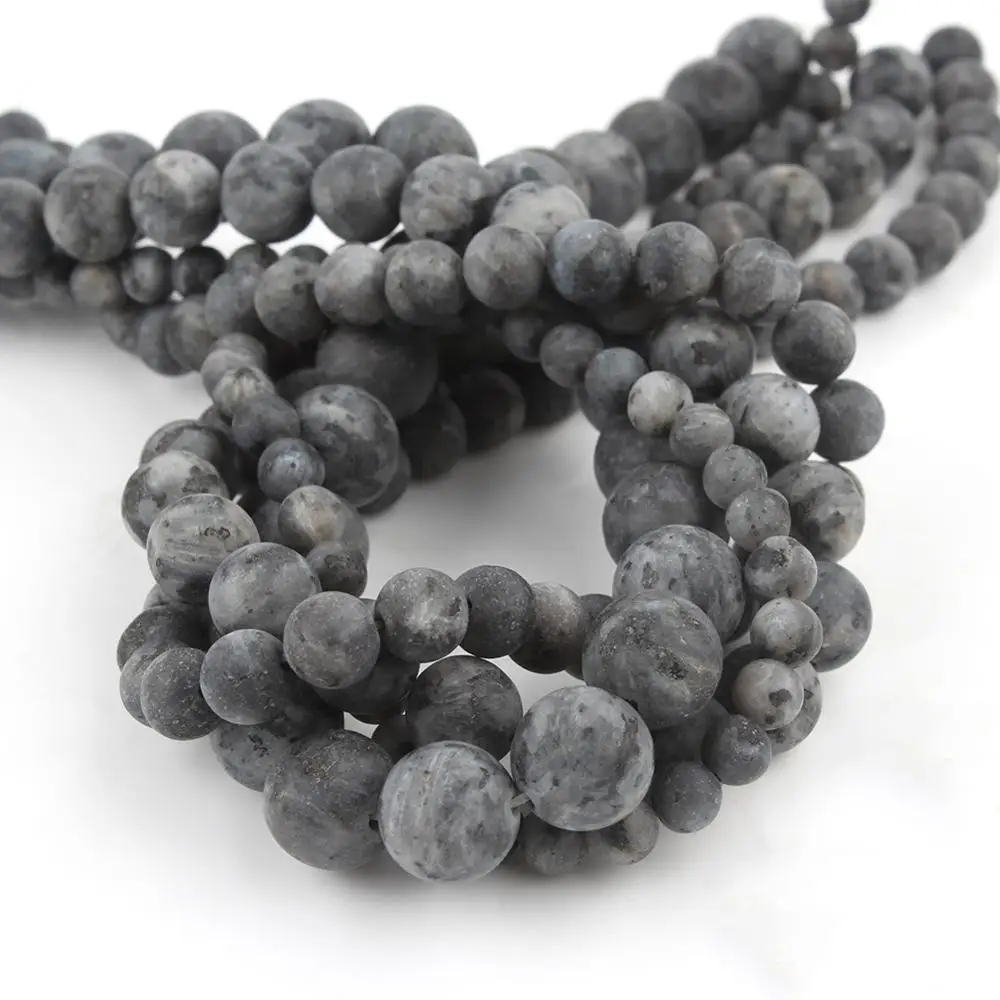 Natural Dull Polish Matte Black Spectrolite Labradorite Stone Loose Spacer Beads For Jewelry Making DIY Bracelet 15