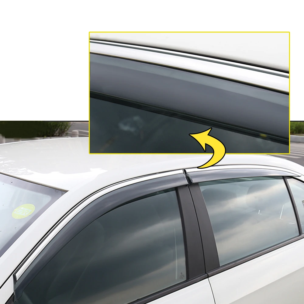 4PC Smoke Car Window Visor For Toyota vios 2018 Car Sun Rain Guard Wind Deflectors Window Visor Car Styling Accessories