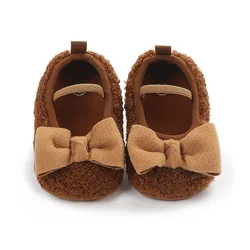 Spring Toddler Girl Crib Shoes Warm Newborn Baby Girls Bowknot Soft Sole Casual Shoes Cute Infant Prewalker