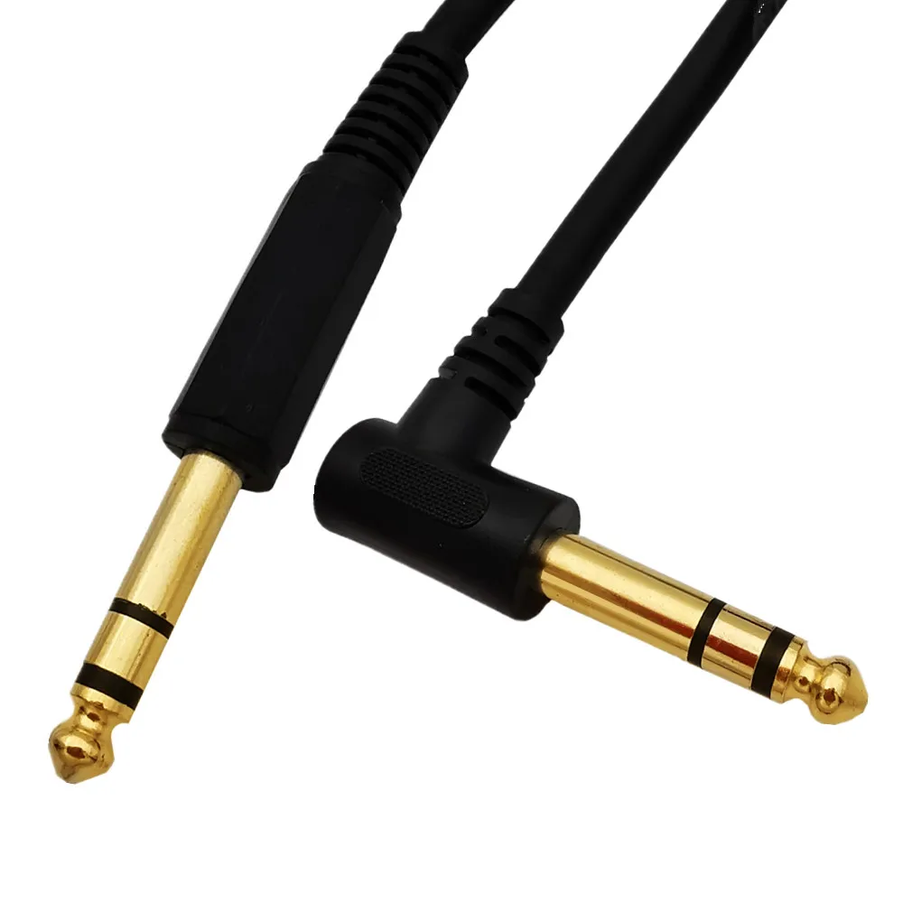 1/4 Inch TRS Instrument Cable Right-angle to Straight 6.35mm Male Jack Stereo Audio Cord,6.35 Balanced Interconnect cable