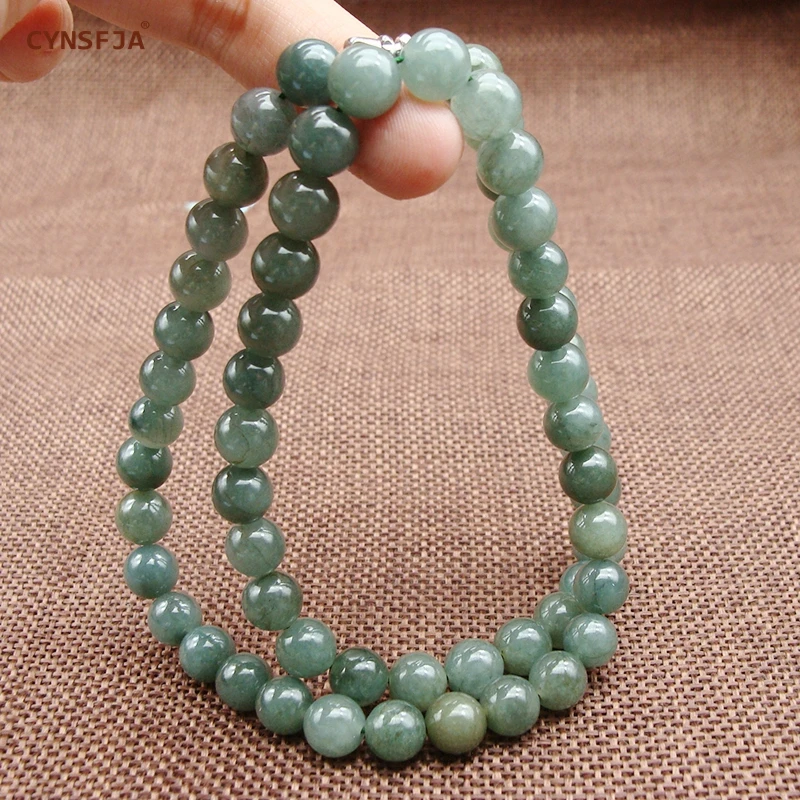 

CYNSFJA Real Certified Natural Grade A Burmese Jadeite Lucky Charms Round Jade Necklace Ice Green High Quality Elegant Gifts