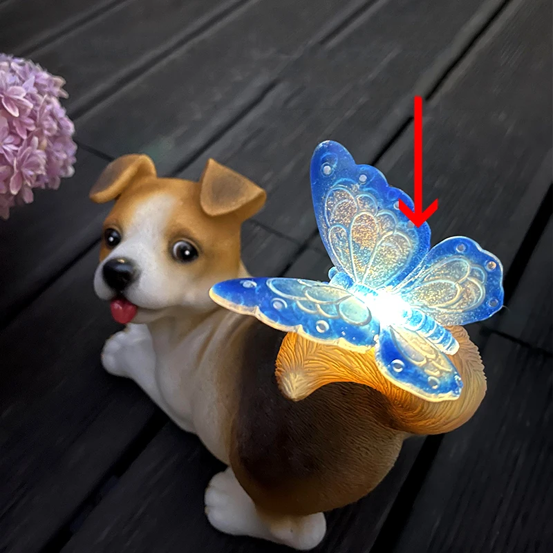 

Courtyard Solar Light Butterfly Rabbit Dog Resin Ornaments Outdoor Garden Furnishing Crafts Park Lawn Villa Sculpture Decoration