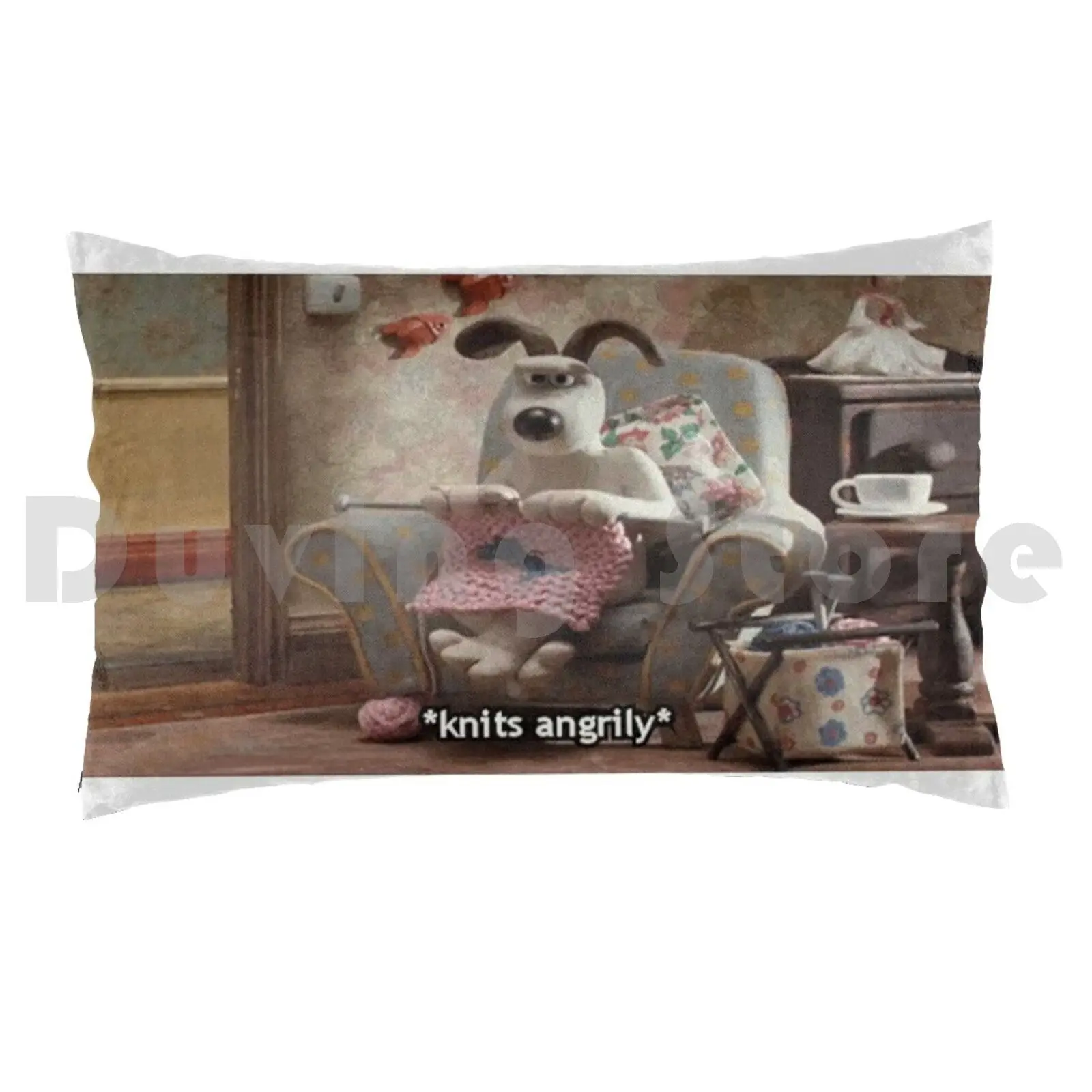 , Gromit Knitting AngrilyPillow case Gromit Knit Old Lady Meme Gif Cool New Egdy Meme Fresh Edgy Pearcey