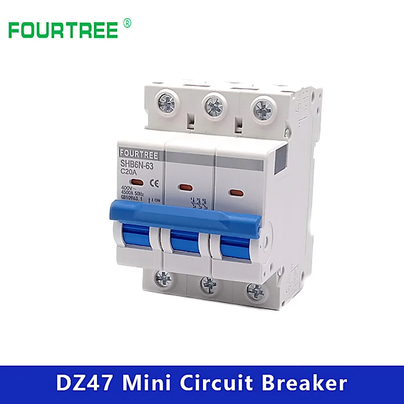 3 Pole Din Rail Mini Circuit Breaker Household Air Switch Distribution Box Mechanical Equipment Motor Protection Laser Printing