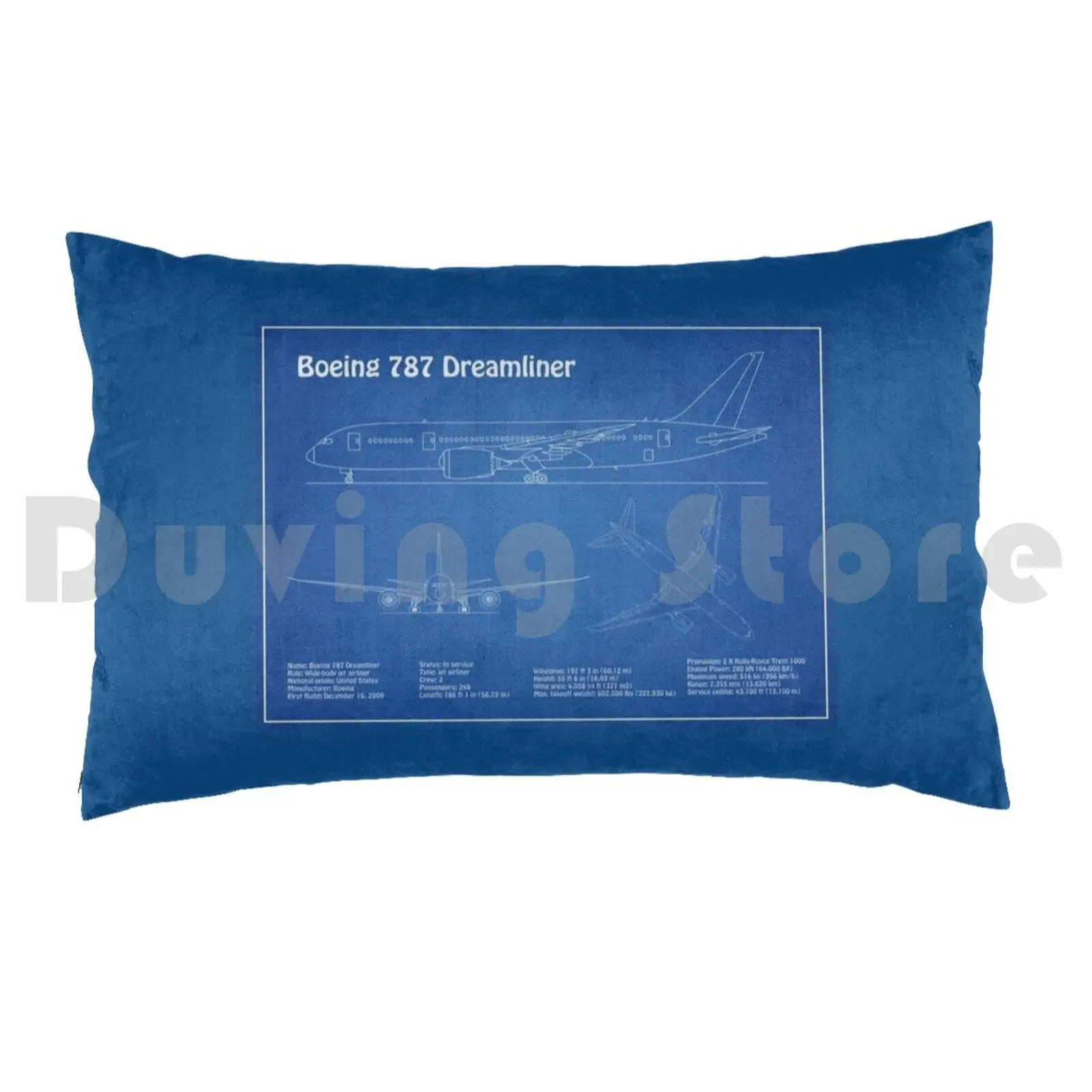 Boeing 787 Dreamliner-Airplane Blueprint. Drawing Plans Or Schematics For Boeing 787 Pillow Case DIY 50*70 Boeing