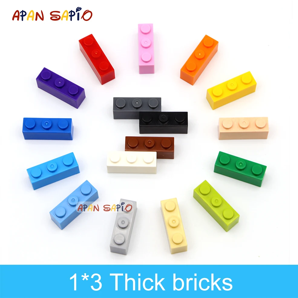 

60pcs DIY Building Blocks Thick Figures Bricks 1x3 Dots Educational Creative Size Compatible With 3622 Plastic Toys for Children