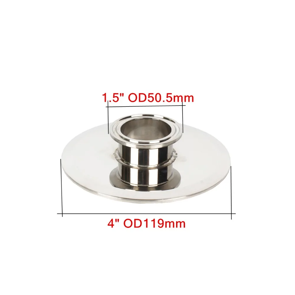 

1.5" OD50.5mm x 4" OD119mm End cap , Short Tri-clamp Reducer .Sanitary Steel 304 . Height 25mm