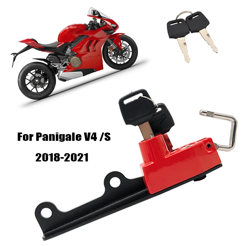 

For Ducati Panigale V4 / S 2018-2021 2020 Motorcycle Helmet Lock Kit Mount Hook Side Security Anti-theft Aluminum with 2 Keys