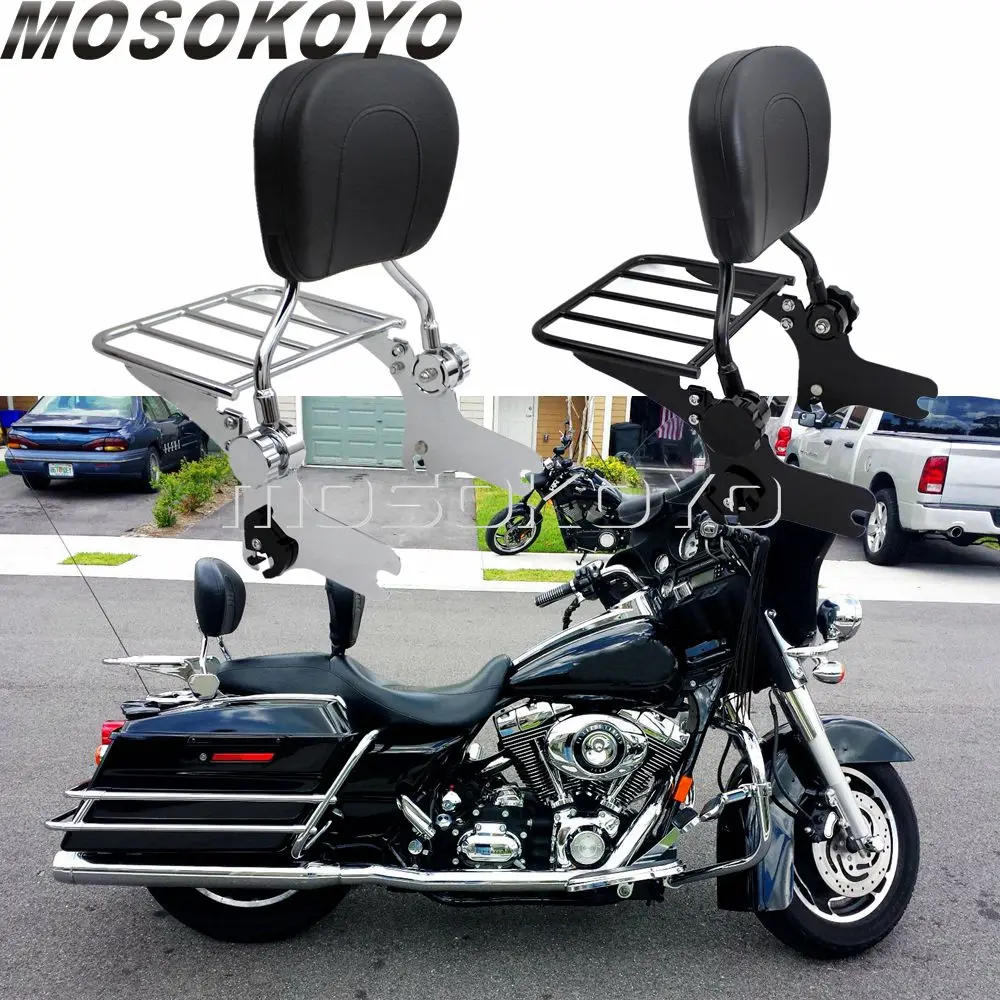 Chrome Motorcycles Detachable Pessenger Backrest Sissy Bar Luggage Rack For Harley Road King Street Glide FLHT FLHX FLTR FLHTP