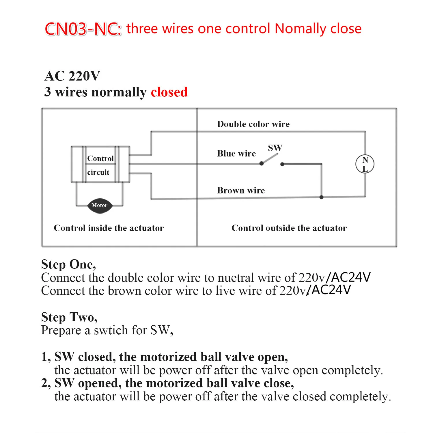 Imagem -06 - Válvula de Esfera Elétrica Dn15-dn50 Ac220v 24v Dc5v 12v 24v Válvula de Esfera Motorizada de Vias Atuador Elétrico com Nomalmente Aberto Fechamento