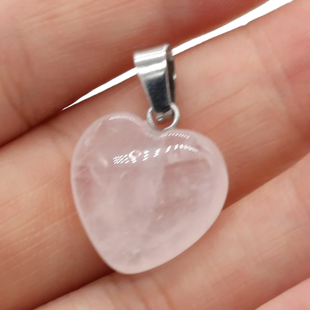 1pc yachu Crystal Natural Stone Heart-shaped Semi-precious Stones Pendant For Make DIY Trendy Bracelet Necklace Size 16x16mm