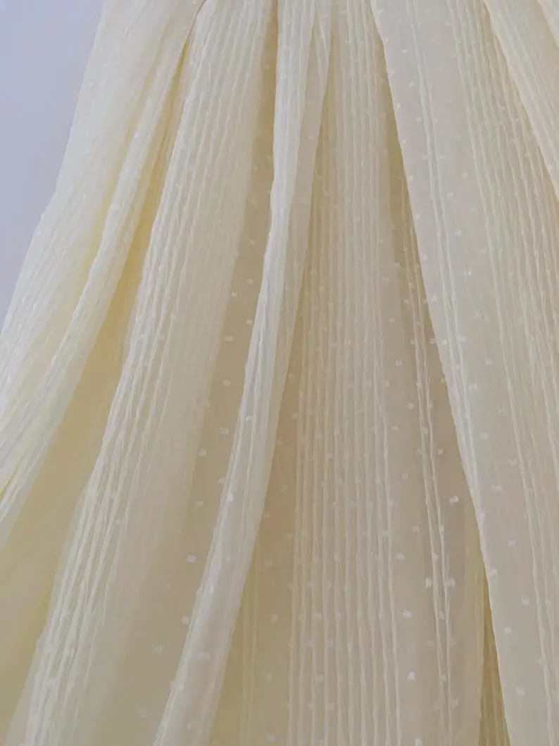 

1 Yard Beige Creased Chiffon Fabric Pleated Chiffon Fabric