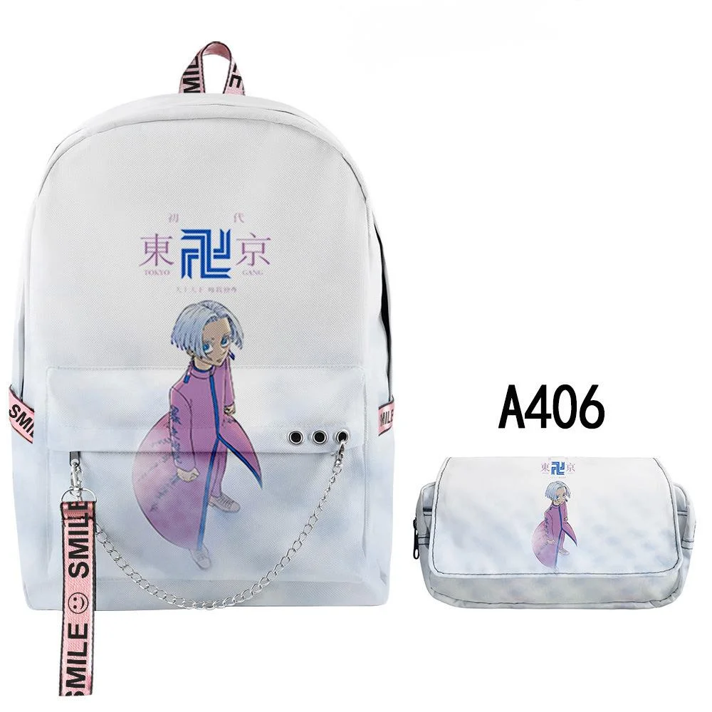 Tokyo Revengers Backpack Two Piece Mikey Anime Cosplay 3D Print Shoulderbag Penbag Cute Cartoon Boy Girls Schoolbag 2021 New