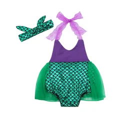 0-24M Toddler Baby's Clothes Girls Sleeveless Mesh Summer Romper With Bow Hair Ornament Sequin Decoration Princess Summer Dress