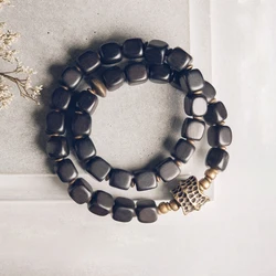 Two Row Ebony Copper Bracelet Do Old Hammered Charm Rock Metal Classical Jewelry Men Women Individual Wrist Accessory