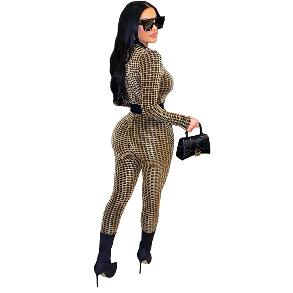 Women's Fashion Button Cardigan Printed Jumpsuit Functional Bodysuit Long Sleeve Buttoned Playsuits