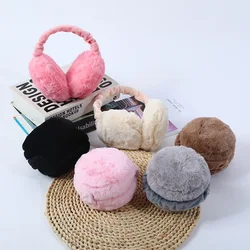 Hot Sell Men Women's Ear Protection Earmuff  Warm Foldable Solid Color Faux Fur Earmuffs