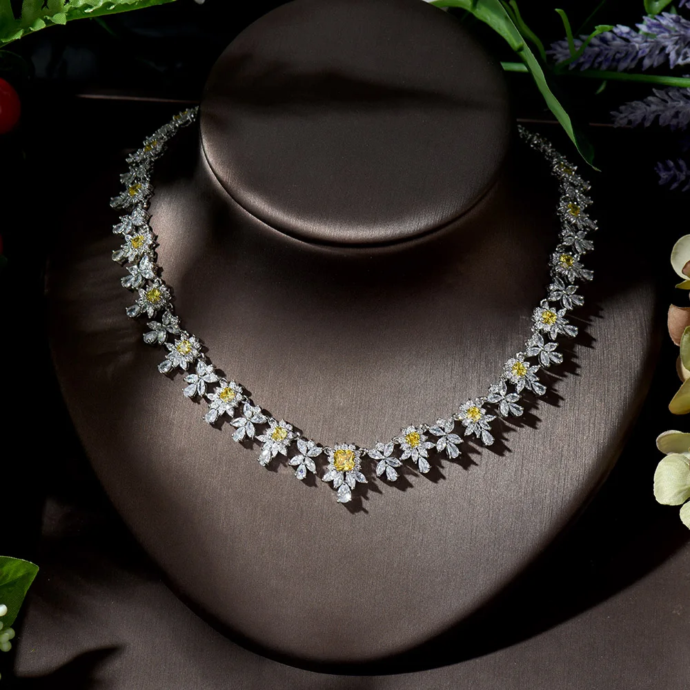 HIBRIDE Vintage AAA CZ Waterdrop Square Shape Necklace and Earrings 2PCS Set Women Wedding Got Engaged Zirconia bisuteria N-1353