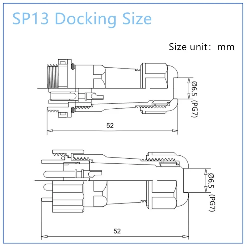 SP13 Waterproof Docking Connector plug 1/2/3/4/5/6/7/9P IP68 cable connector Panel Mount Wire Cable Connector Aviation Plug