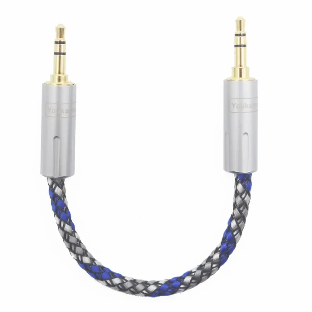 3.5mm Male to Male 8 Core Silver Plated Headphone Adapters Cable Silver Plated Aux Cable in Box 3.5mm to 3.5mm