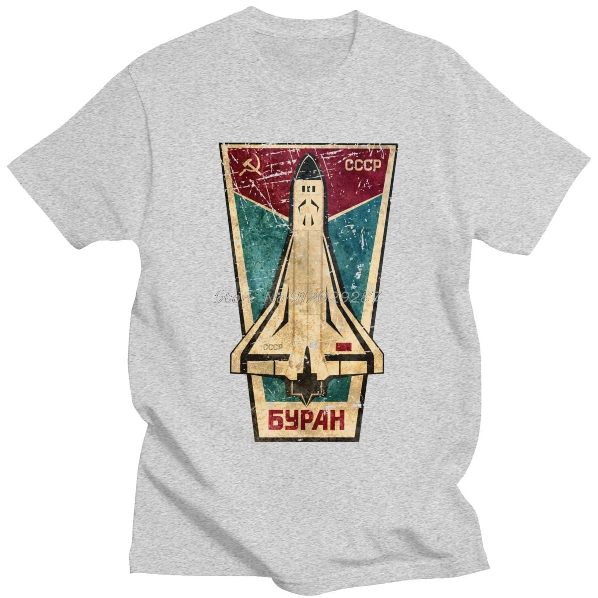 Stylish Russian CCCP Buran Tshirt Space Shuttle Emblem T-shirt Men Short Sleeved Summer Tee Soviet Union USSR Spacecraft T Shirt