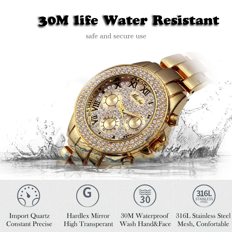 MISSFOX Womens Watch Shockproof Waterproof Luxury Ladies Ar Metal Watch bracelets Rhinestone Bu Cheap Watches Dropshipping