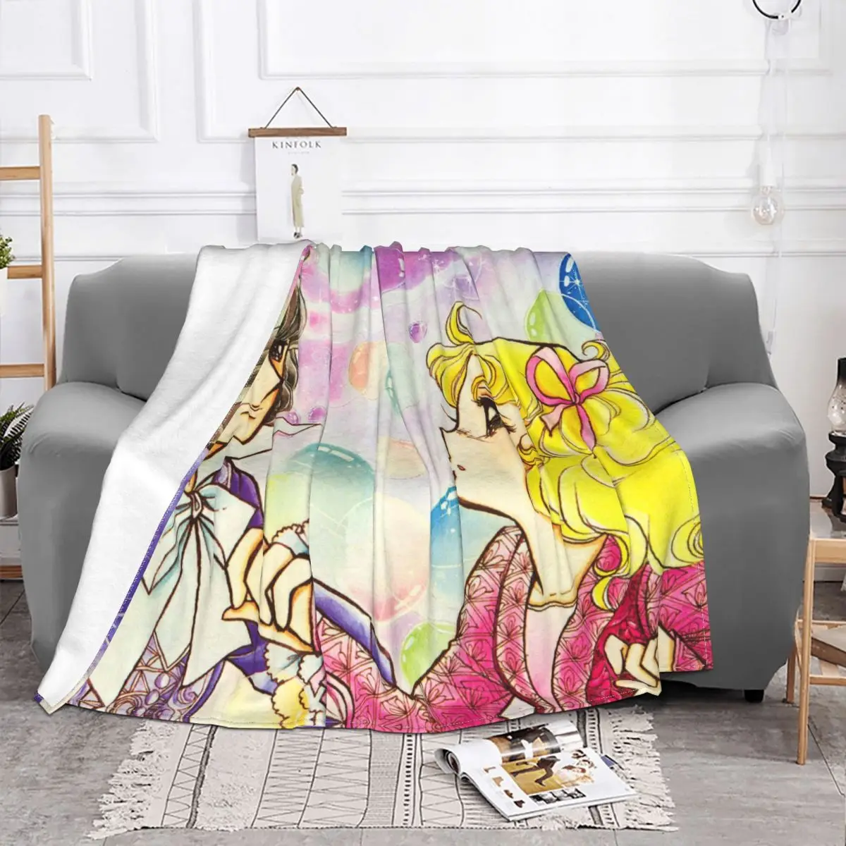 Candy Candy Anime Grandchester Blanket Coral Fleece Plush Kawaii Cute Girl Soft Throw Blanket for Sofa Office Bedding Throws