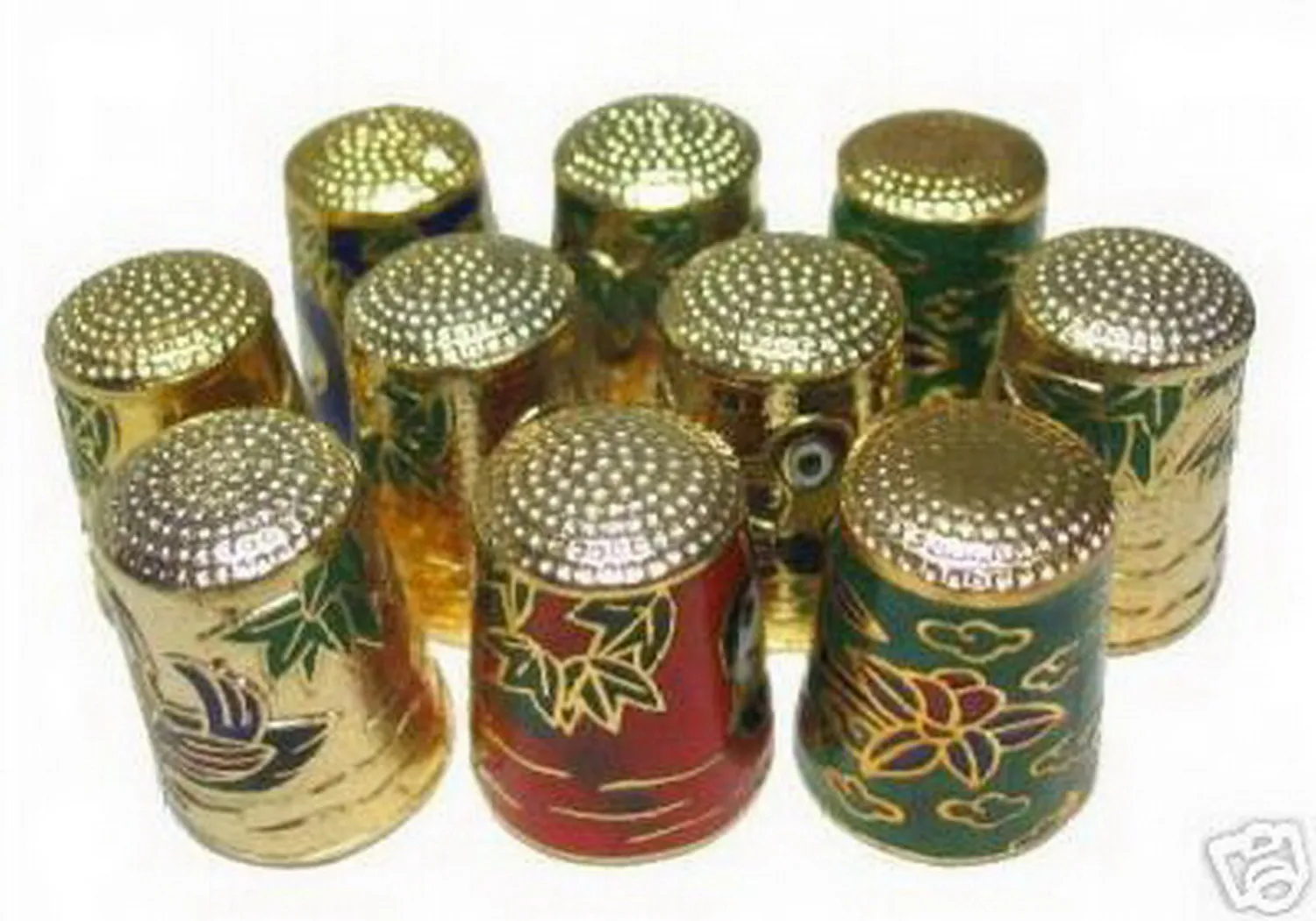 

10PCS Wholesale Various Design Lots Cloisonne Thimbles In Original Box