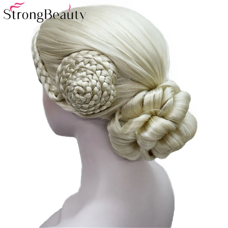 

StrongBeauty Braid Updo Bun Synthetic Wigs Blonde And Black Wig Cosplay Hair Women Hair