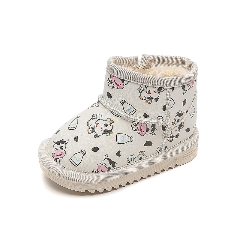 Winter Baby Katoen Laarzen Schoenen Kids Meisjes Pluche Fluwelen Warme Schoenen Jongens Dikke Zachte Zolen Snowboots Non-slip Peuter Schoenen